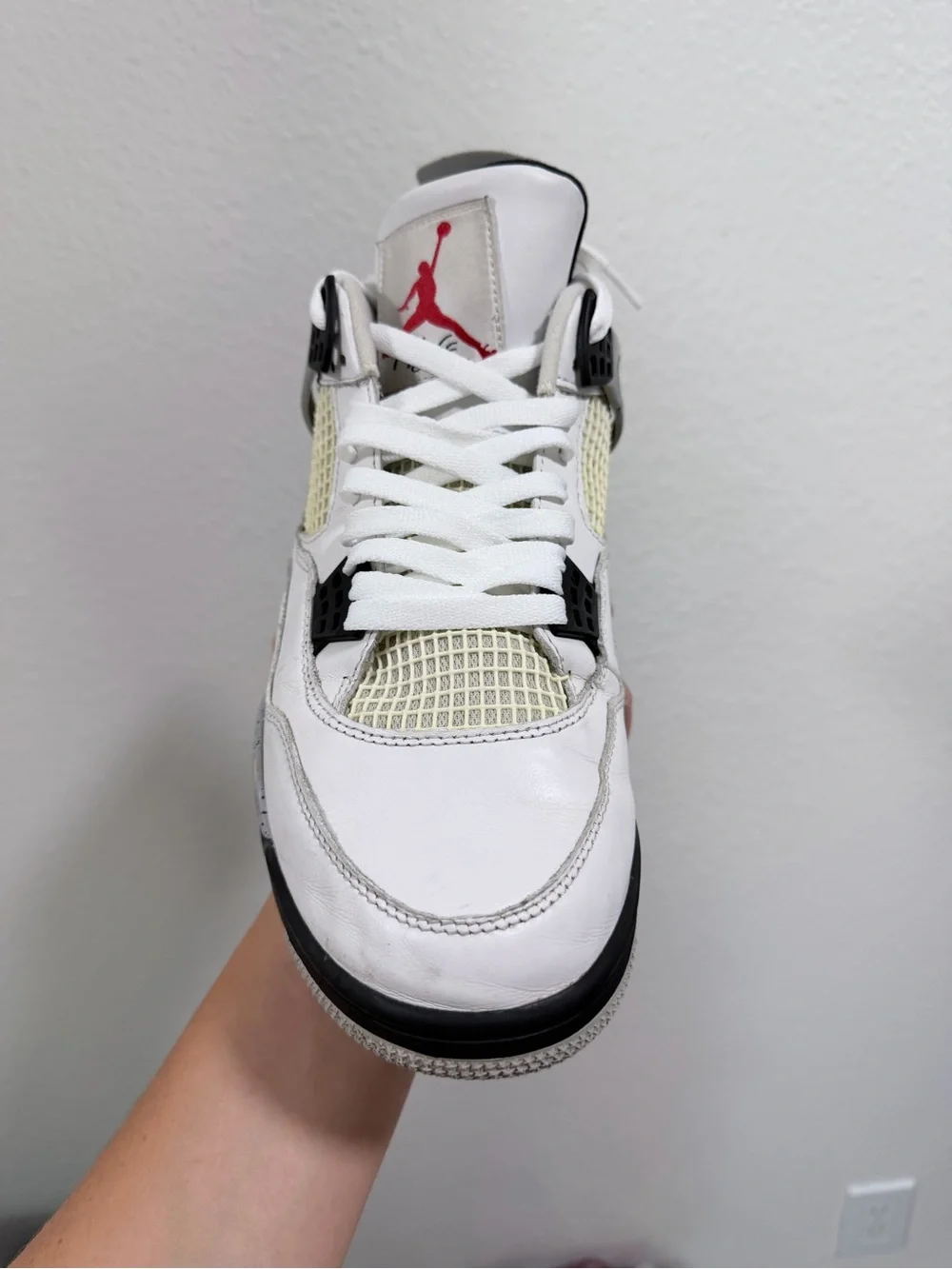 Jordan Retro 4 White Cement Grey Black Sneakers
